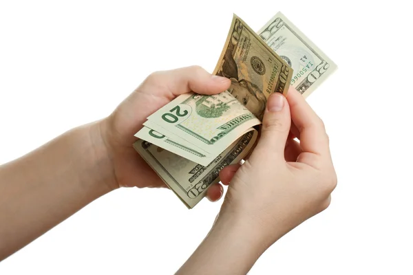 Dollar-Währung in der Hand — Stockfoto