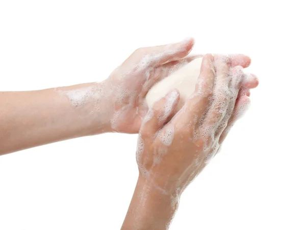 Soap in hand — Stock Photo, Image