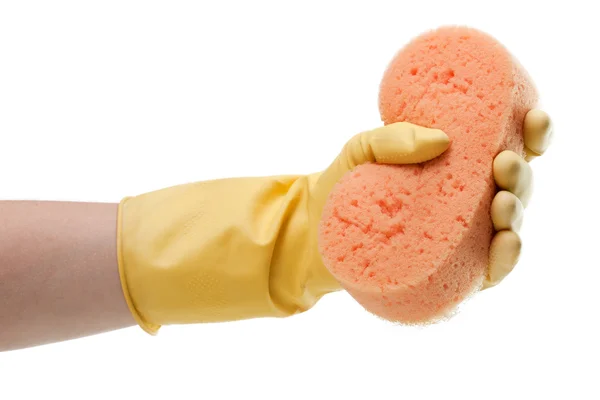 Чистящие перчатки и губки — стоковое фото