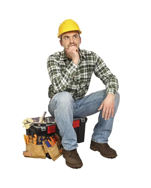 Heimwerker sitzen — Stockfoto