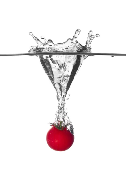 Little tomato splash in water — Stock Photo, Image