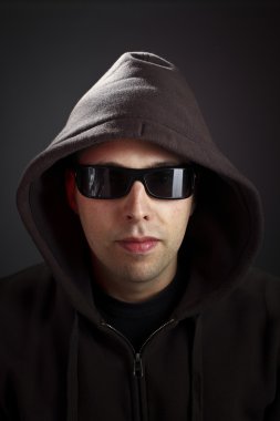 Man with hoodie and glasses clipart