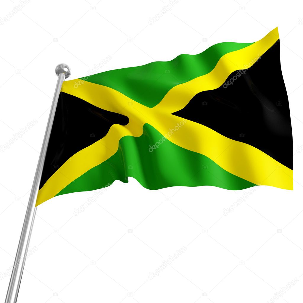 3d model of jamaica flag on white background