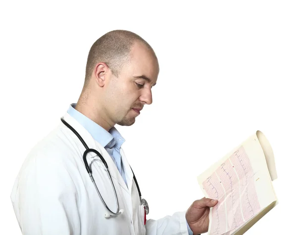 Arzt überprüft Ergebnis der Elektrokardiographie — Stockfoto
