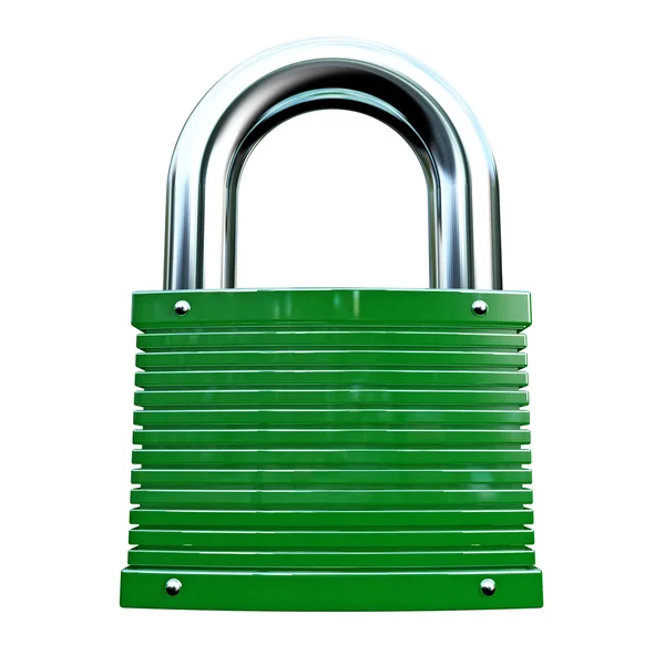 孤立した緑色の錠前アイコン — ストック写真