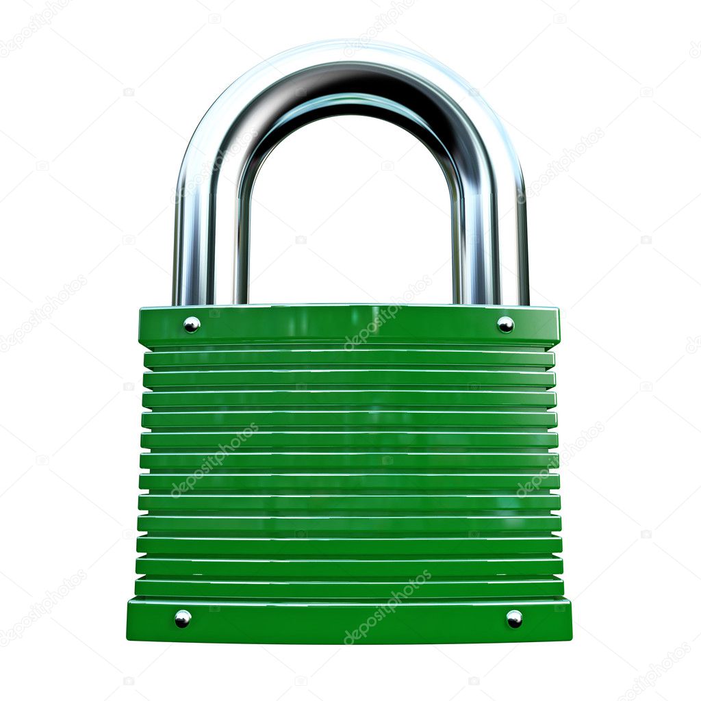 Isolated green padlock