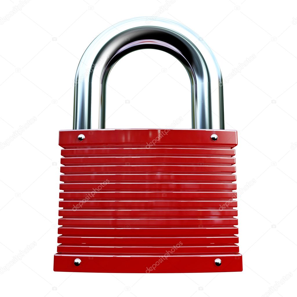 Isolated red padlock
