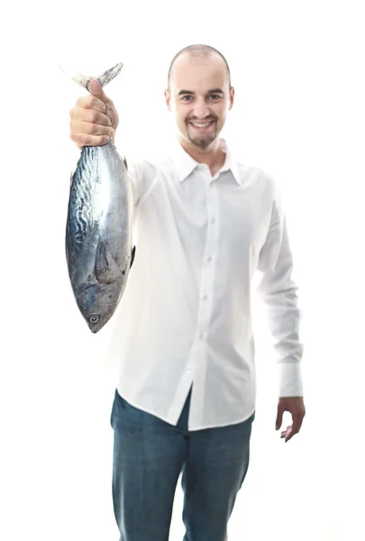 魚と幸せな男 — ストック写真