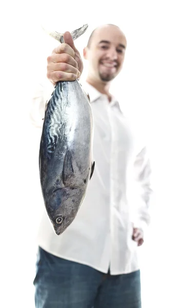 Člověk držet ryb — Stock fotografie