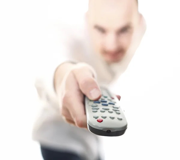 Man with remote control — Stock Photo, Image