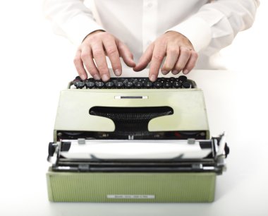 Detail of man with typewriter clipart