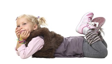 Young little girl layed clipart