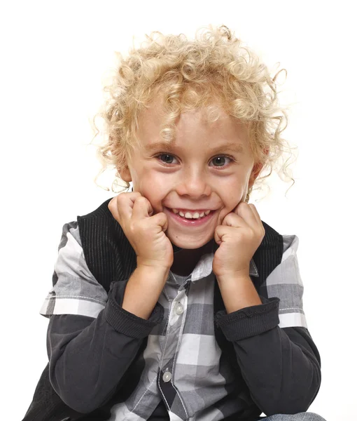 Uśmiechnięty chłopiec blond — Zdjęcie stockowe