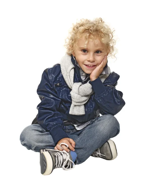 Lachende blonde jongen — Stockfoto