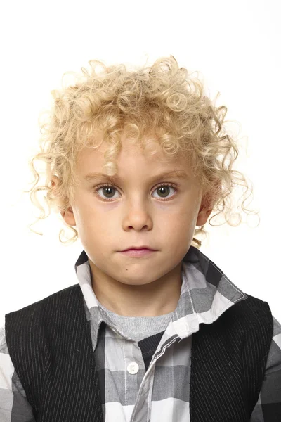 Young little boy on white — Stock Photo, Image