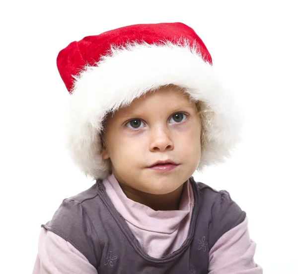 Miúdo com chapéu de Pai Natal — Fotografia de Stock