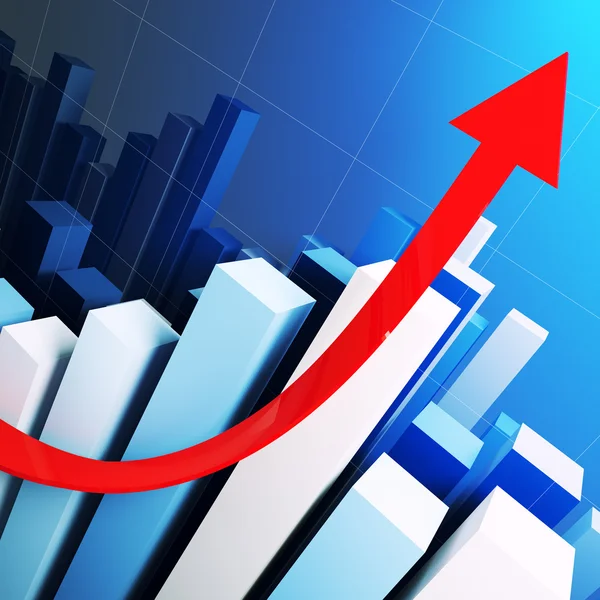 Growing stat and red arrow — Stock Photo, Image
