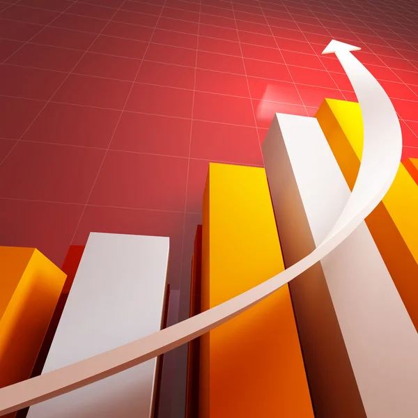 3d stat with growing arrow — Stock Photo, Image