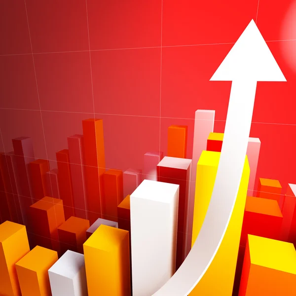 3d stat with growing arrow — Stock Photo, Image