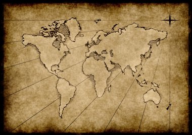 Old grungy world map clipart