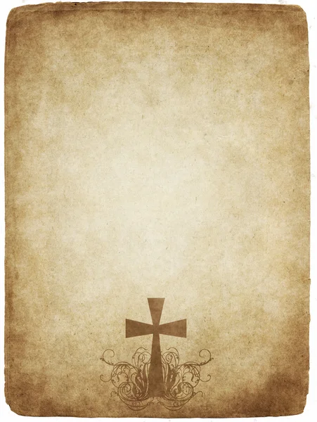 Cross on old parchment — Stock Vector