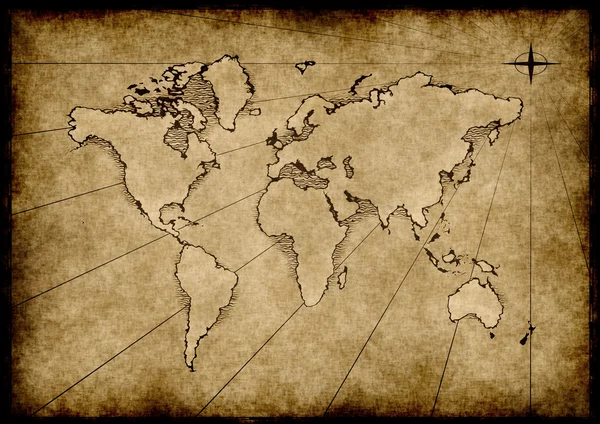 Vieille carte du monde grunge — Image vectorielle
