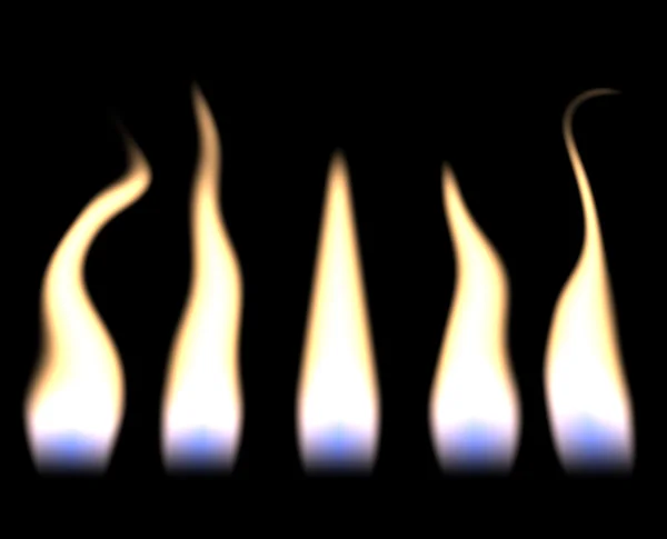 Vijf kaars vlammen in een rij — Stockvector