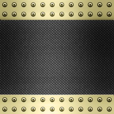 Carbon fibre and gold background clipart