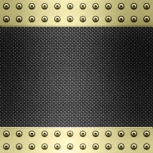 Carbon fibre and gold background — Stock Vector
