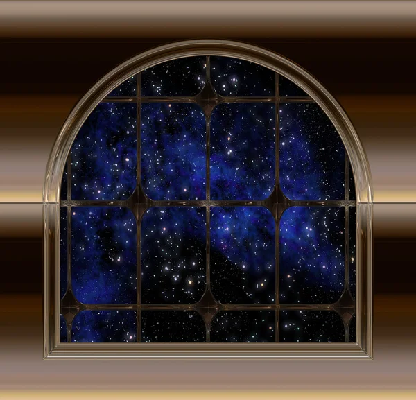 Окно, смотрящее в пространство — стоковый вектор