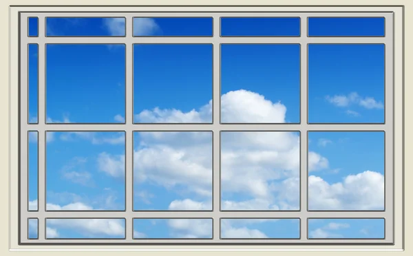 Perfekter blauer Himmel durch das Fenster — Stockvektor