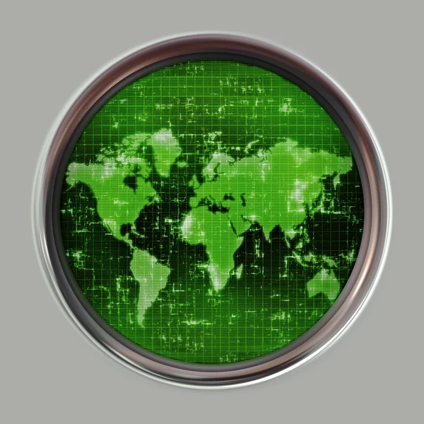 World map radar or sonar — Stock Vector