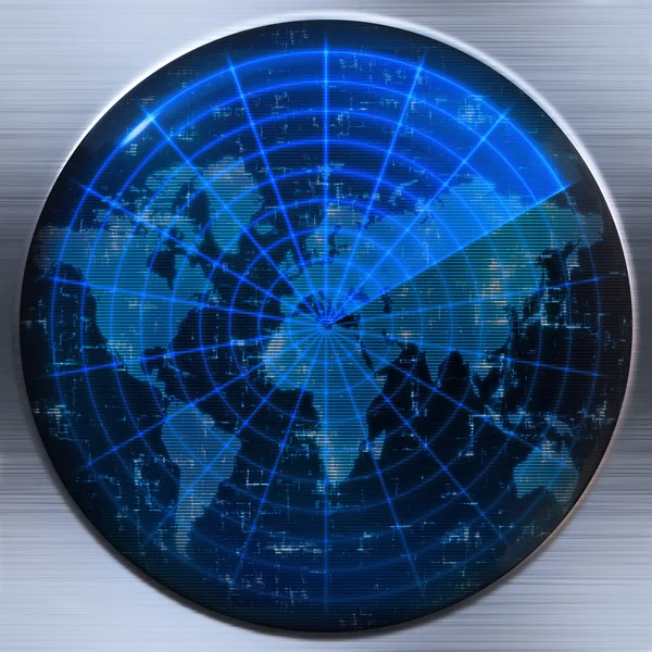세계 지도 레이다 또는 수 중 음파 탐지기 — 스톡 벡터