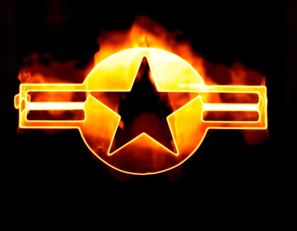 USAF Star roundel on fire — Stock Vector
