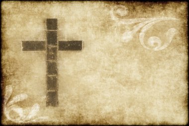 Christian cross on parchment clipart