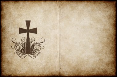 Cross on old parchment clipart