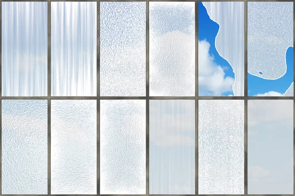 Blauer Himmel hinter alten Fenstern — Stockvektor