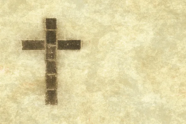 Christelijke kruis op perkament — Stockvector