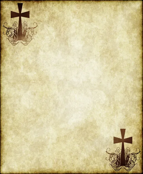 Croix sur vieux parchemin — Image vectorielle