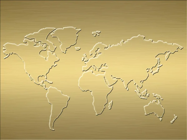 Mappa del mondo dell'oro — Vettoriale Stock