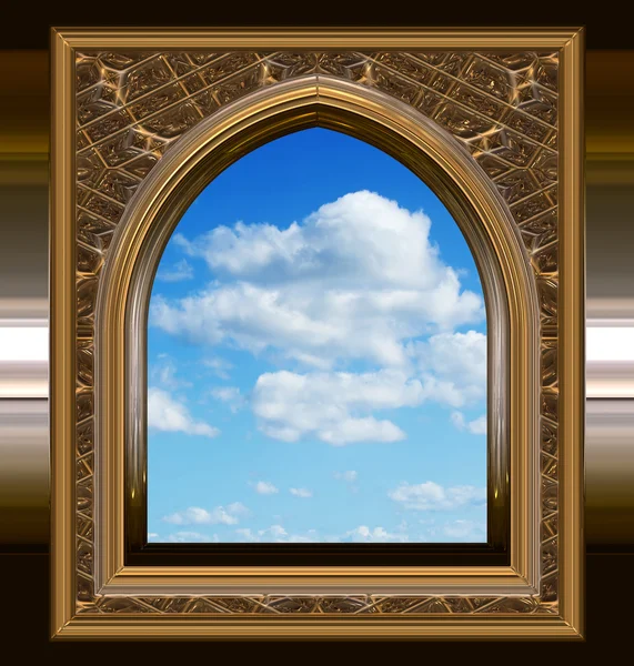 Gothic ή scifi παράθυρο με το μπλε του ουρανού — Διανυσματικό Αρχείο