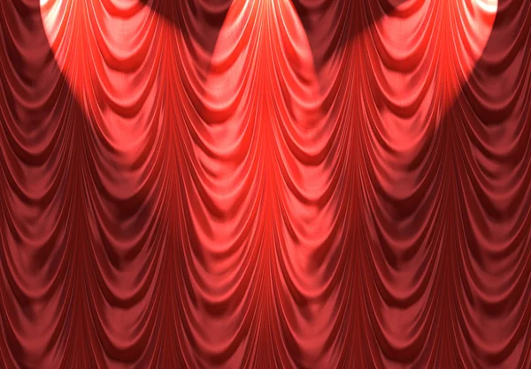 赤いカーテンにスポット ライトします。 — ストックベクタ