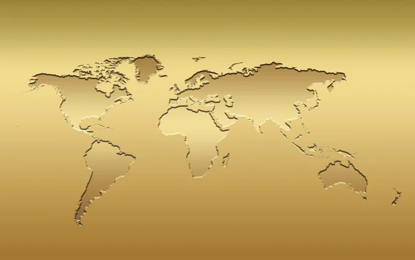Zlatý svět mapa — Stockový vektor