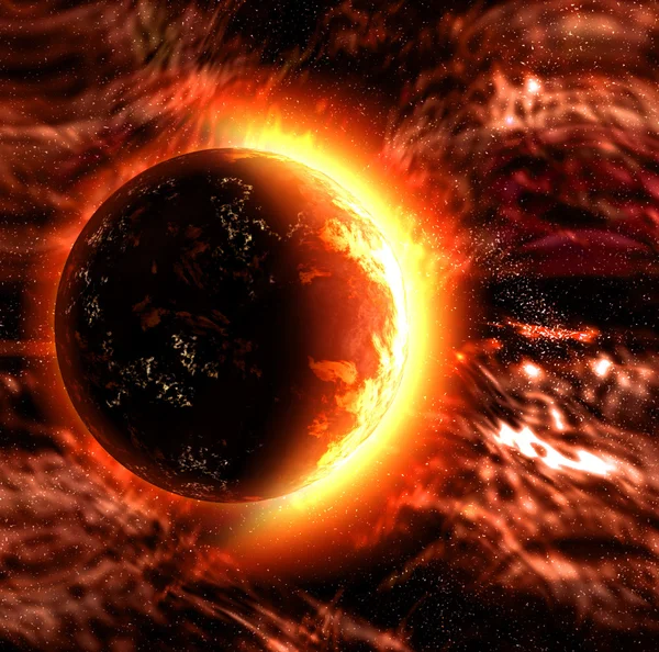 Sun or burning planet — Stock Vector
