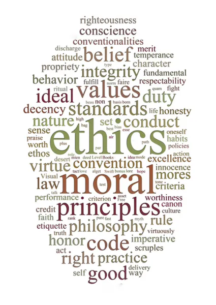道德规范和原则的文字云 — 图库照片