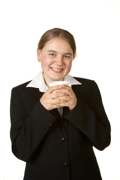 Νεαρή επιχειρηματίας με καφέ — Φωτογραφία Αρχείου