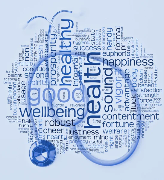 Stethoscope and health wordcloud — Stock Photo, Image