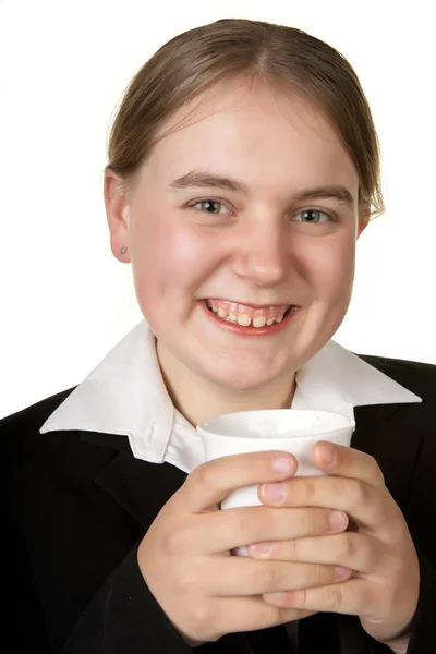 Молода бізнес-леді з кавою — стокове фото