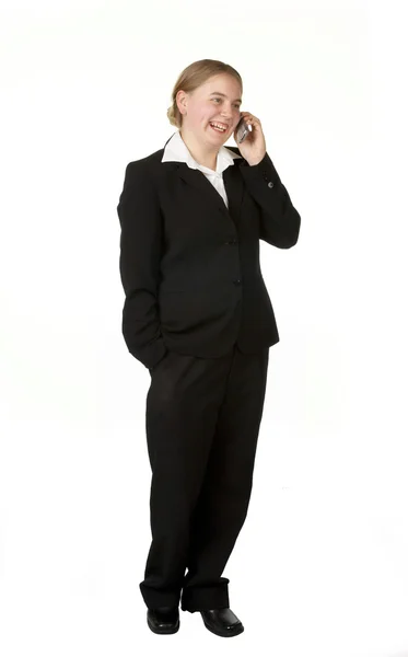 Giovane donna d'affari sul cellulare — Foto Stock