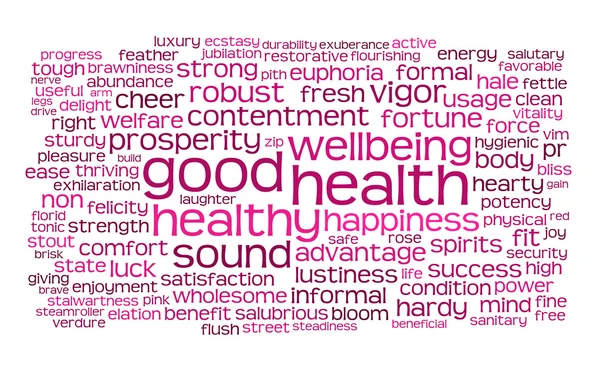 良好な健康状態の単語やタグの雲 — ストック写真